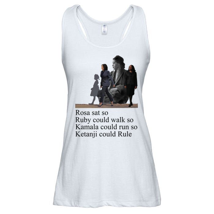 Rosa Sat So Ruby Could Walk So Kamala Could Run So Ketanji Could Rule Ladies Essential Flowy Tank