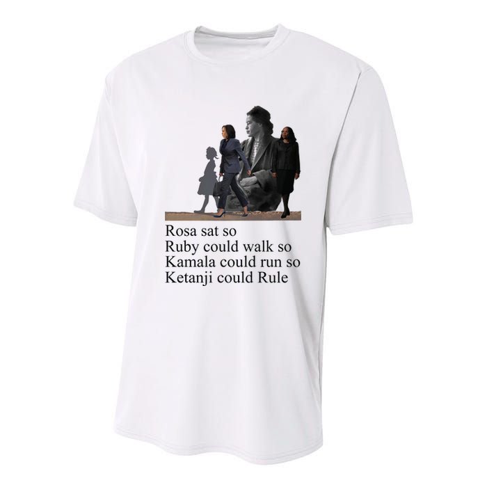 Rosa Sat So Ruby Could Walk So Kamala Could Run So Ketanji Could Rule Youth Performance Sprint T-Shirt