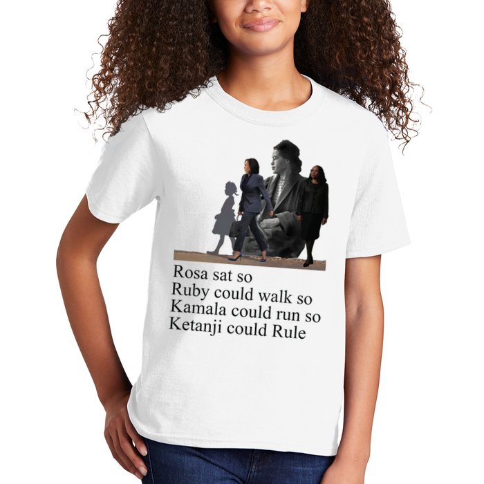 Rosa Sat So Ruby Could Walk So Kamala Could Run So Ketanji Could Rule Kids T-Shirt