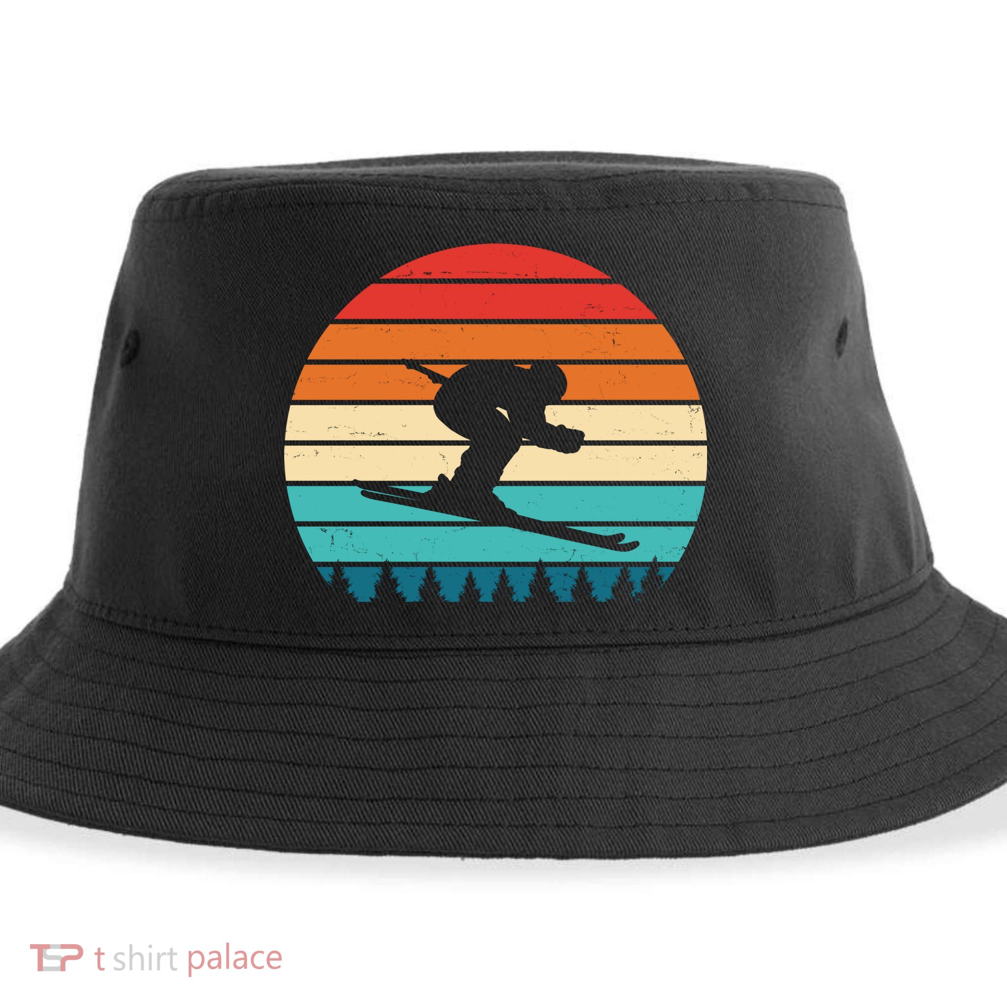 Retro Ski Sunset Vintage Sport Sustainable Bucket Hat