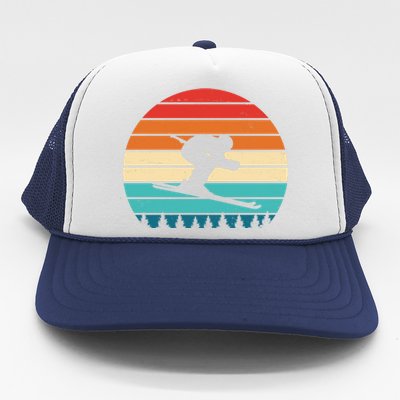 Retro Ski Sunset Vintage Sport Trucker Hat