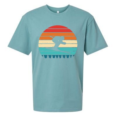 Retro Ski Sunset Vintage Sport Sueded Cloud Jersey T-Shirt