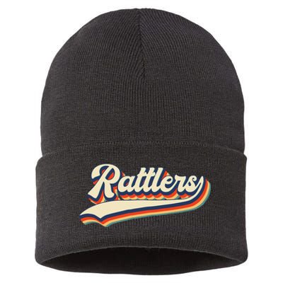 Rattlers School Sports Name Vintage Retro Gift Sustainable Knit Beanie