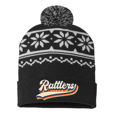 Rattlers School Sports Name Vintage Retro Gift USA-Made Snowflake Beanie