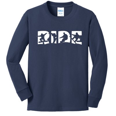 RIDE Snowboard Snowboarding Gift, Snowboarding Kids Long Sleeve Shirt