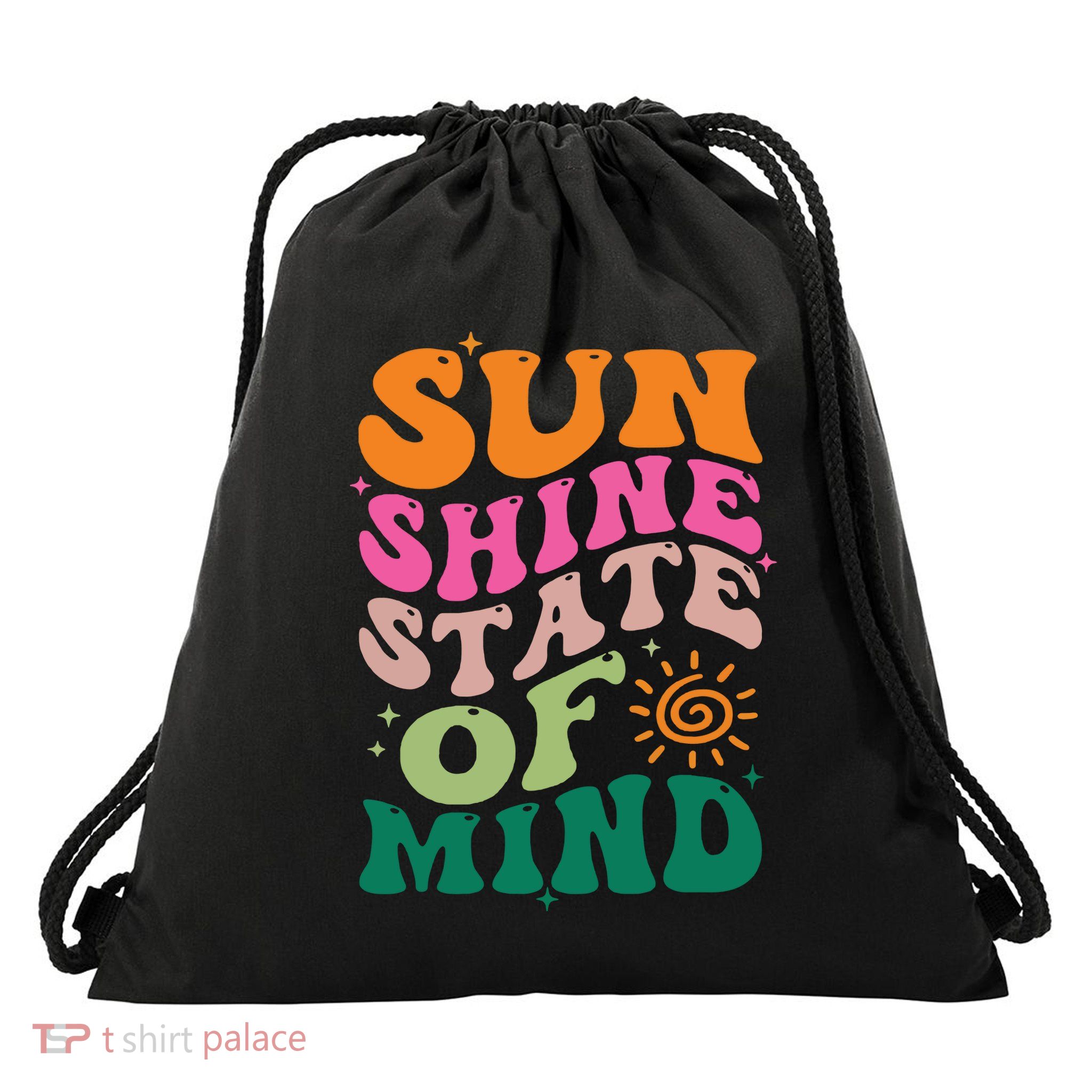 Retro Sun Shine On My Mind Vacation Drawstring Bag