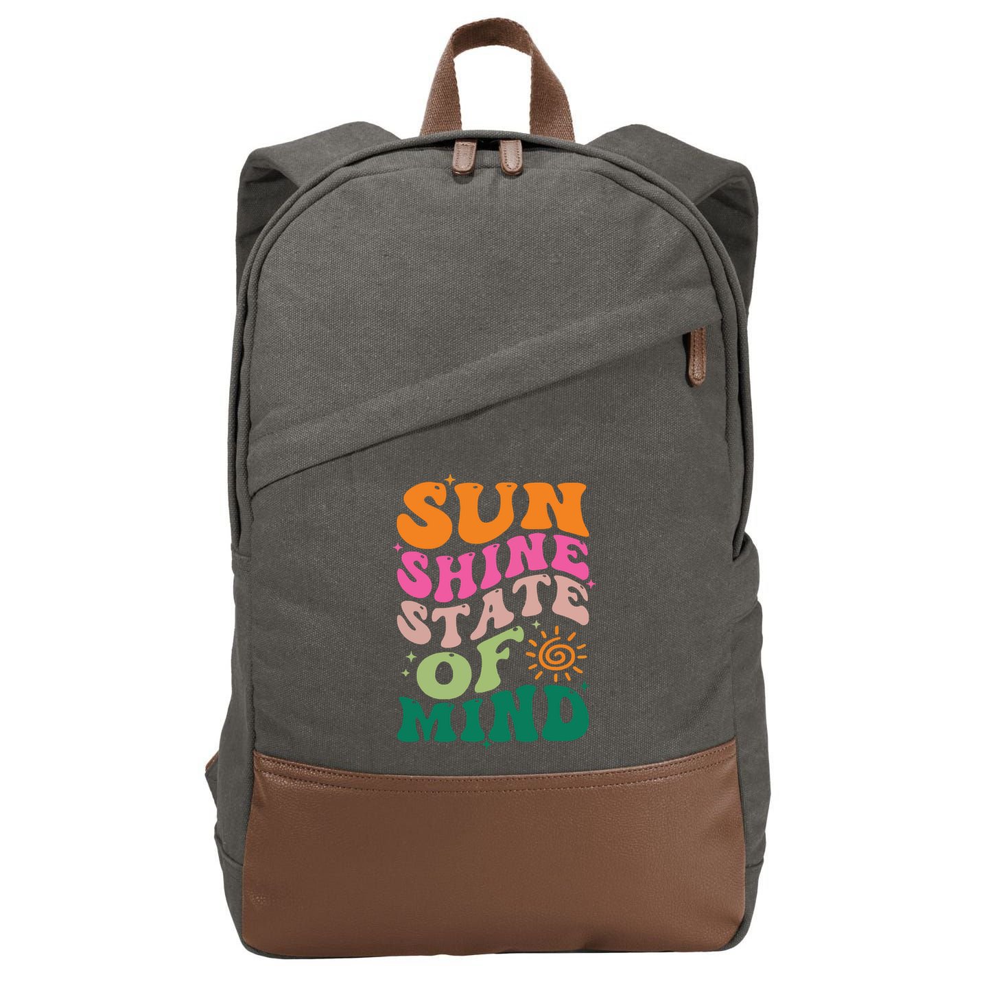 Retro Sun Shine On My Mind Vacation Cotton Canvas Backpack