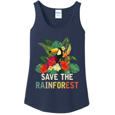 Retro Style Save The Rainforest Earth Day Gift Ladies Essential Tank