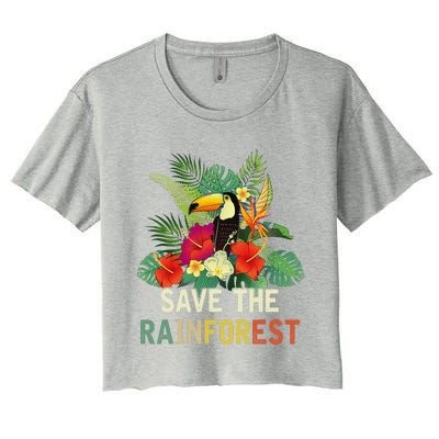 Retro Style Save The Rainforest Earth Day Gift Women's Crop Top Tee