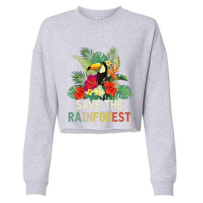 Retro Style Save The Rainforest Earth Day Gift Cropped Pullover Crew