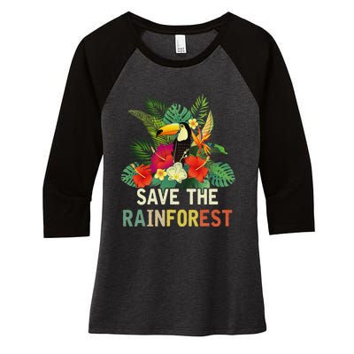 Retro Style Save The Rainforest Earth Day Gift Women's Tri-Blend 3/4-Sleeve Raglan Shirt