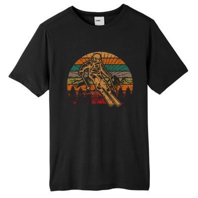 Retro Skier Silhouette Sunset Skiing Winter Sport Ski Tall Fusion ChromaSoft Performance T-Shirt