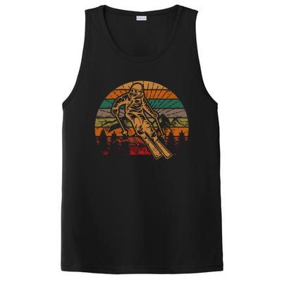 Retro Skier Silhouette Sunset Skiing Winter Sport Ski PosiCharge Competitor Tank