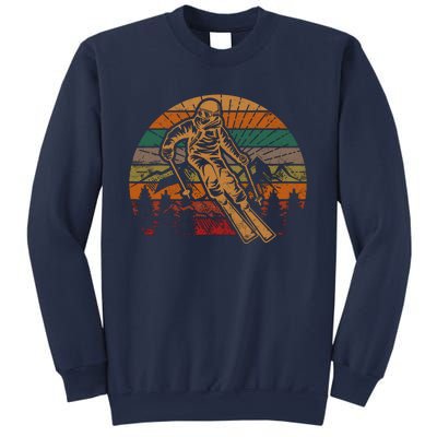 Retro Skier Silhouette Sunset Skiing Winter Sport Ski Sweatshirt