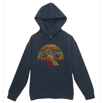 Retro Skier Silhouette Sunset Skiing Winter Sport Ski Urban Pullover Hoodie