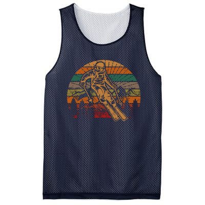 Retro Skier Silhouette Sunset Skiing Winter Sport Ski Mesh Reversible Basketball Jersey Tank