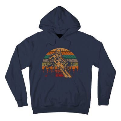 Retro Skier Silhouette Sunset Skiing Winter Sport Ski Tall Hoodie