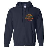 Retro Skier Silhouette Sunset Skiing Winter Sport Ski Full Zip Hoodie