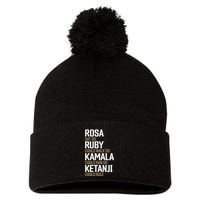 Rosa Sat So Ruby Walk So Kamala Run So Ketanji Rule Kbj Pom Pom 12in Knit Beanie