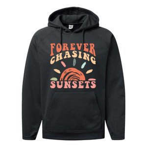 Retro Sunsets Summer Vacation Beach Performance Fleece Hoodie