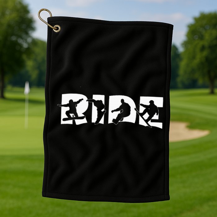 Ride Snowboard Snowboarding Gift Snowboarding Golf Towel