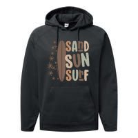 Retro Sand Sun Surf Boho Summer Performance Fleece Hoodie