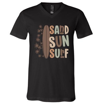 Retro Sand Sun Surf Boho Summer V-Neck T-Shirt