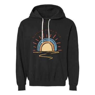 Retro Sun Shine On My Mind Beach Garment-Dyed Fleece Hoodie