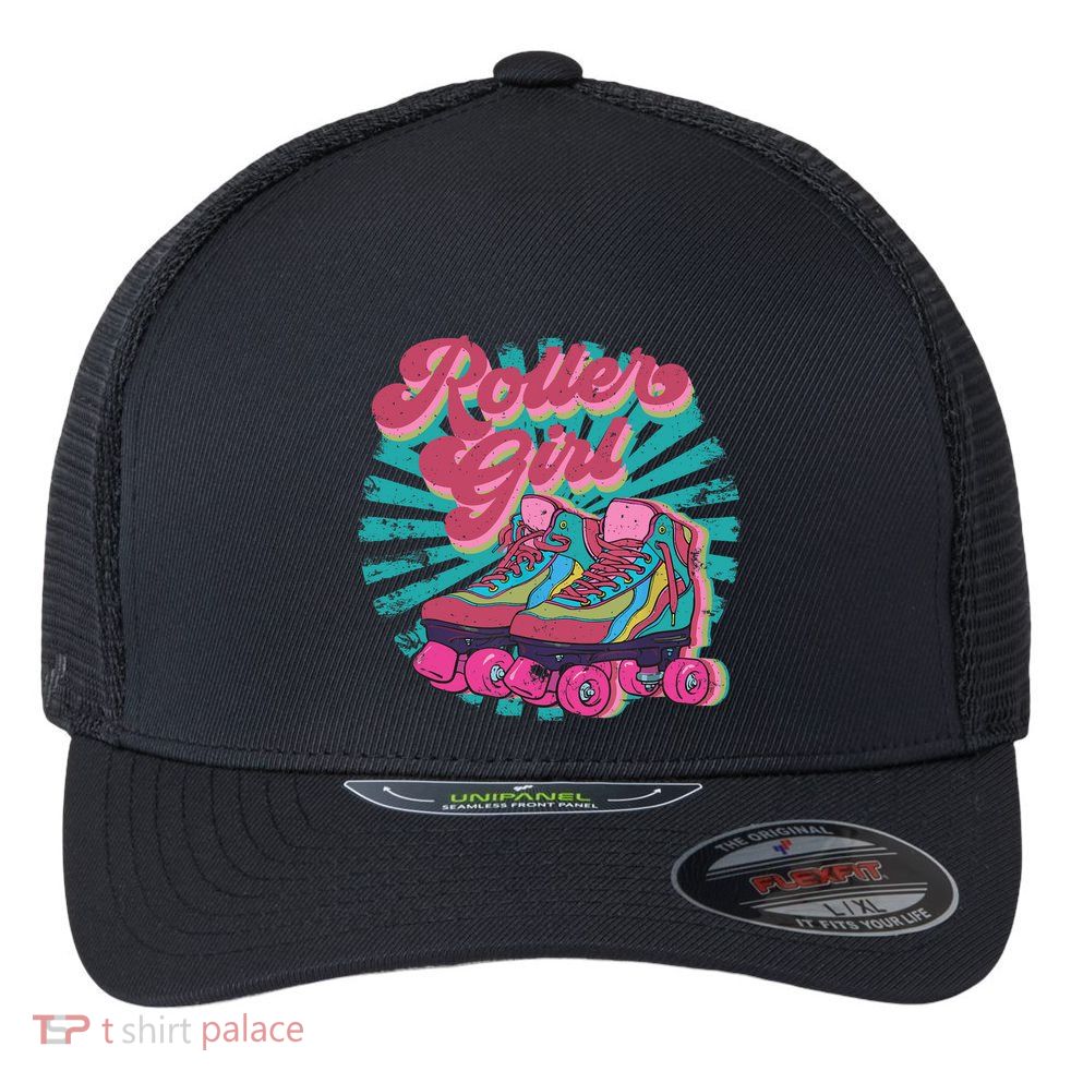 Roller Skate Skating 70s Retro Gift Flexfit Unipanel Trucker Cap