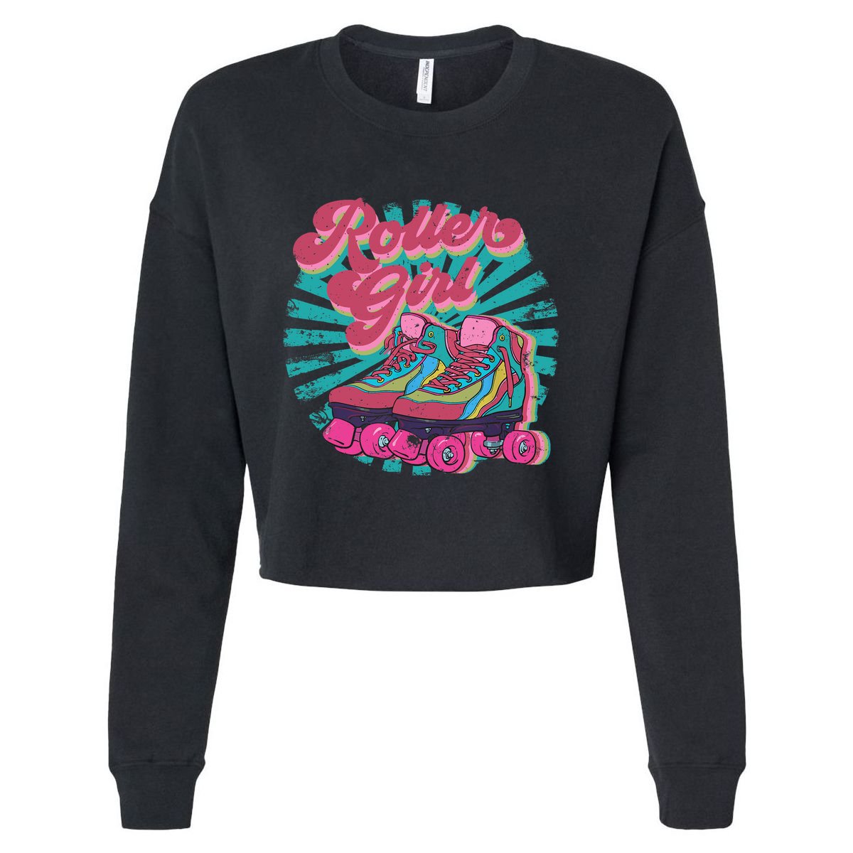 Roller Skate Skating 70s Retro Gift Cropped Pullover Crew