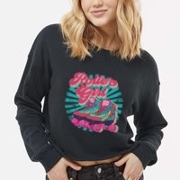 Roller Skate Skating 70s Retro Gift Cropped Pullover Crew