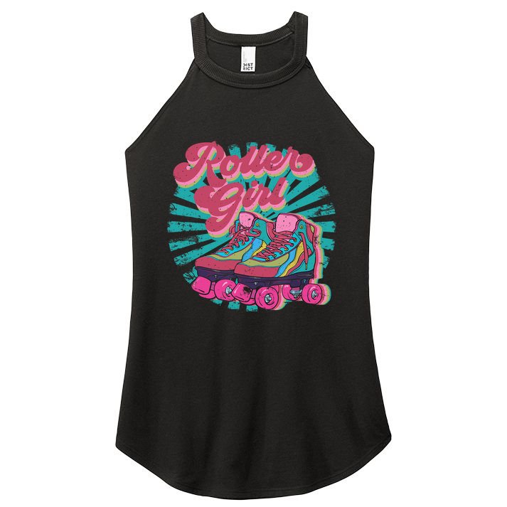 Roller Skate Skating 70s Retro Gift Women's Perfect Tri Rocker Tank