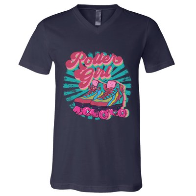 Roller Skate Skating 70s Retro Gift V-Neck T-Shirt