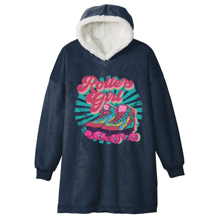 Roller Skate Skating 70s Retro Gift Hooded Wearable Blanket