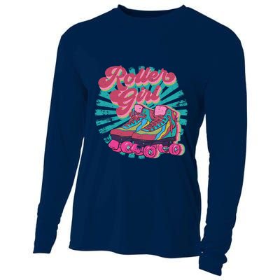 Roller Skate Skating 70s Retro Gift Cooling Performance Long Sleeve Crew