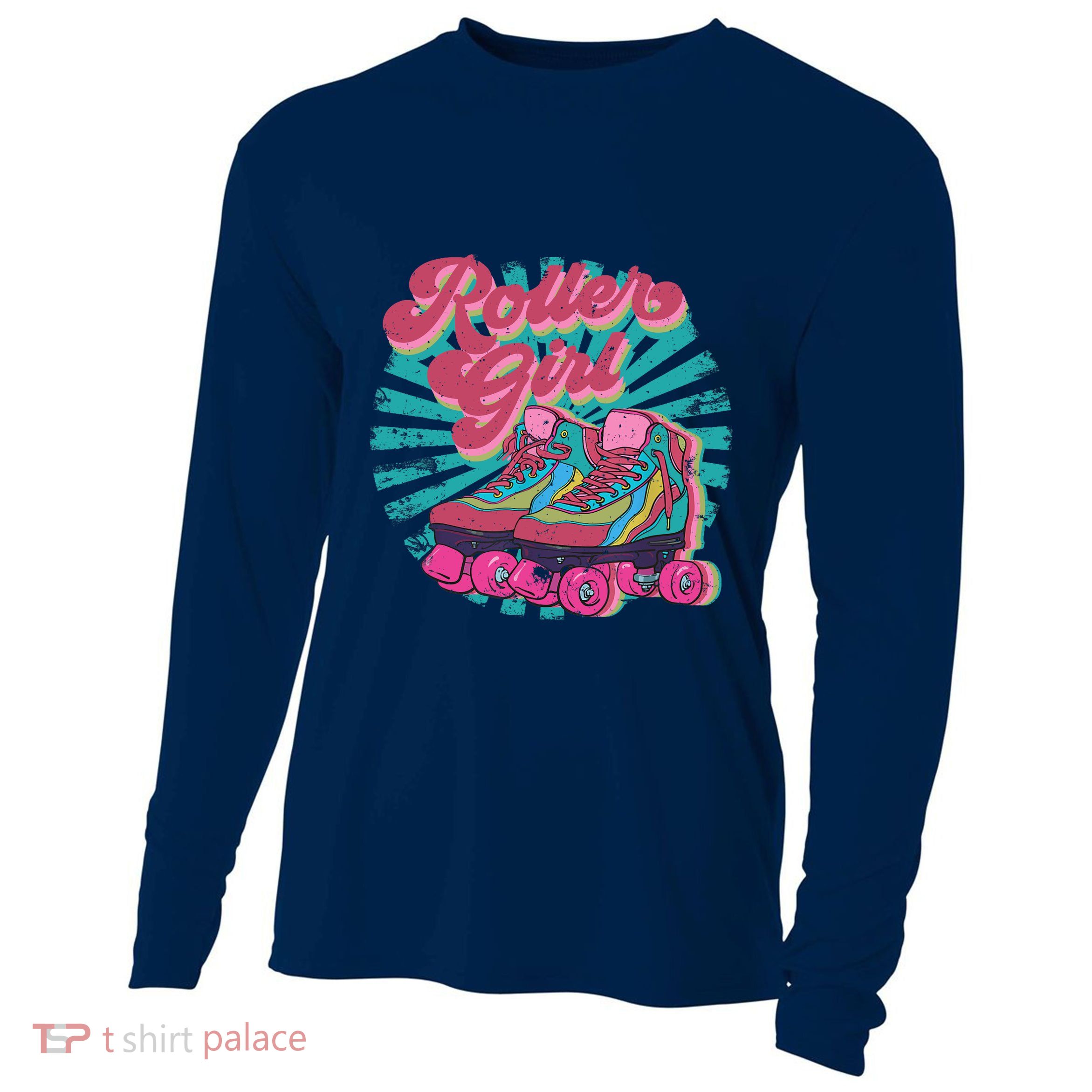 Roller Skate Skating 70s Retro Gift Cooling Performance Long Sleeve Crew