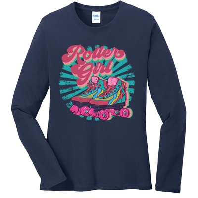 Roller Skate Skating 70s Retro Gift Ladies Long Sleeve Shirt