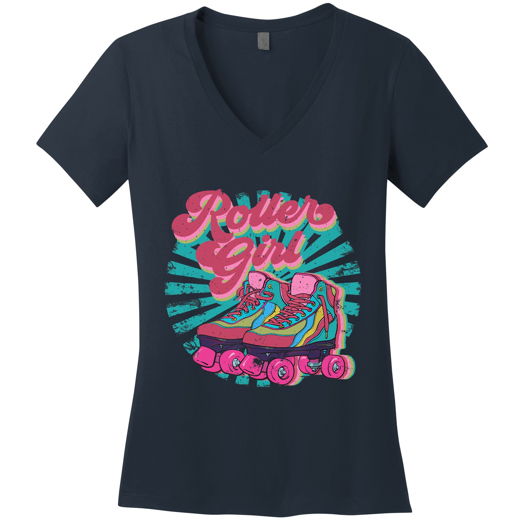 Roller Skate Skating 70s Retro Gift Women's V-Neck T-Shirt