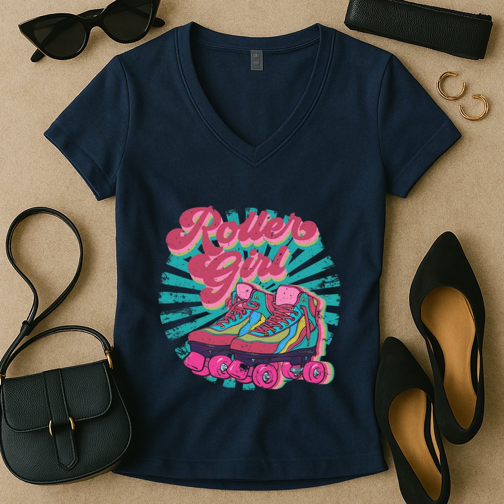 Roller Skate Skating 70s Retro Gift Women's V-Neck T-Shirt