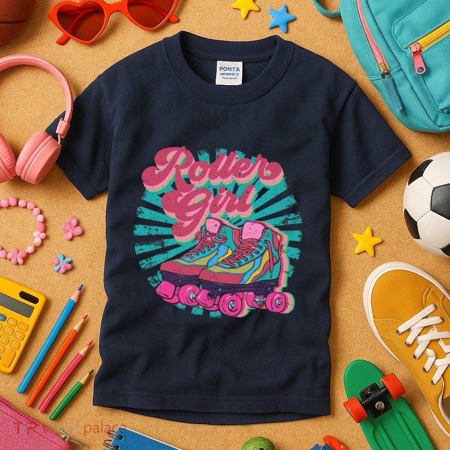 Roller Skate Skating 70s Retro Gift Kids T-Shirt