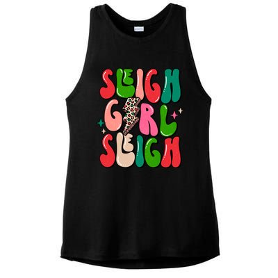 Retro Sleigh Sleigh Merry Christmas Boho Xmas Gift Ladies PosiCharge Tri-Blend Wicking Tank