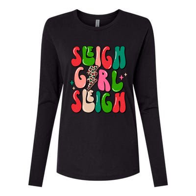 Retro Sleigh Sleigh Merry Christmas Boho Xmas Gift Womens Cotton Relaxed Long Sleeve T-Shirt