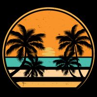 Retro Summer Sunset Vibe Vacation Beach Life Flat Bill Trucker Hat