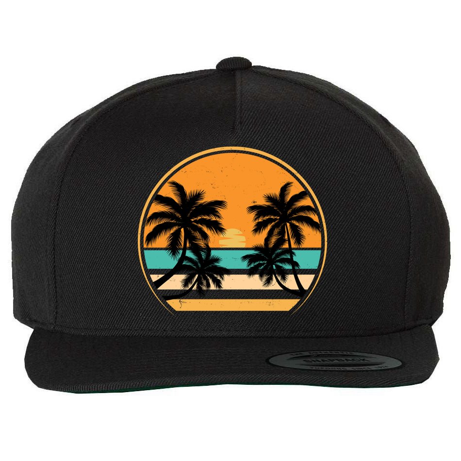Retro Summer Sunset Vibe Vacation Beach Life Wool Snapback Cap