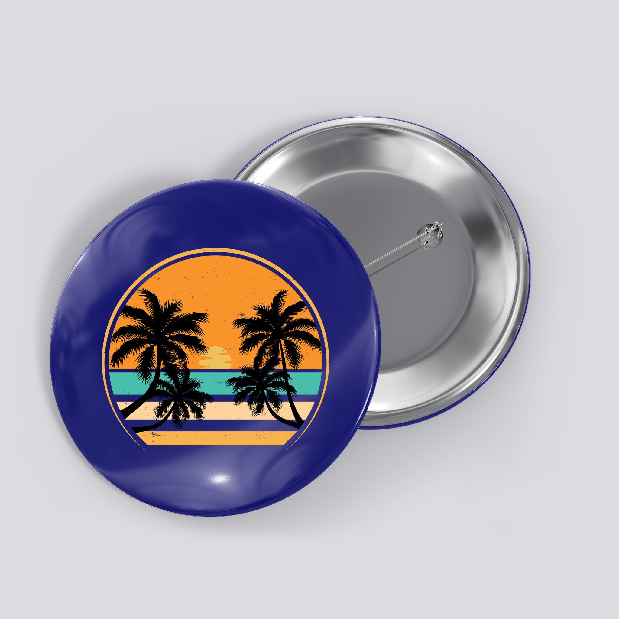 Retro Summer Sunset Vibe Vacation Beach Life Button