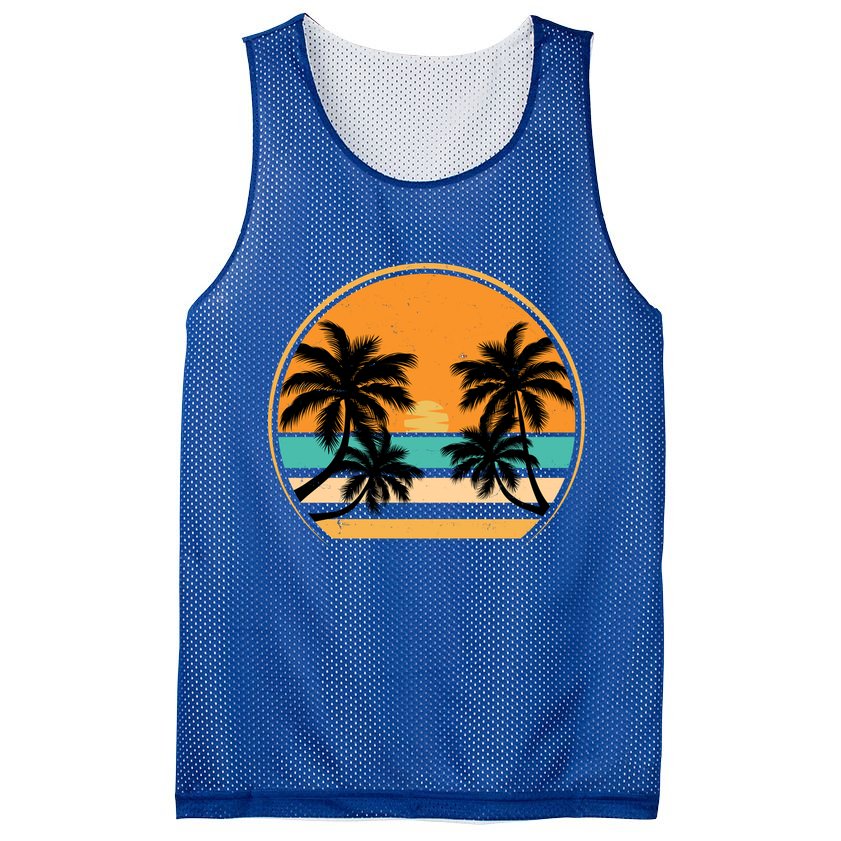 Retro Summer Sunset Vibe Vacation Beach Life Mesh Reversible Basketball Jersey Tank