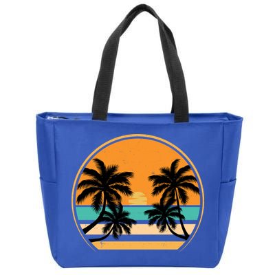 Retro Summer Sunset Vibe Vacation Beach Life Zip Tote Bag