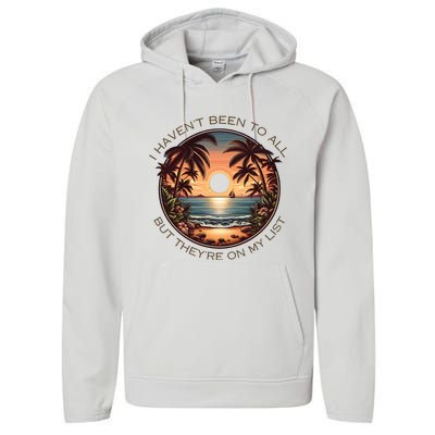 Retro Sunsets Summer Beach Performance Fleece Hoodie