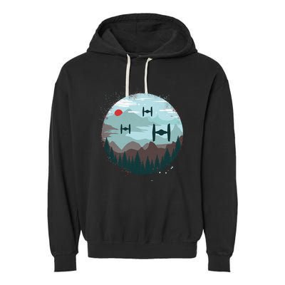 Retro Scifi Space Ships Garment-Dyed Fleece Hoodie