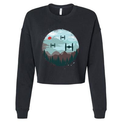 Retro Scifi Space Ships Cropped Pullover Crew